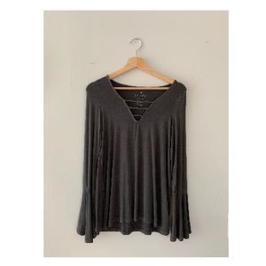 gray bell sleeve top